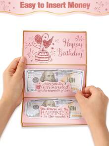 一套粉色和金色生日快乐折叠钞票卡片及信封，粉色和金色纸质折叠钞票卡片，生日派对惊喜现金礼物，周年纪念装饰折叠钞票卡片，生日庆祝现金装饰，生日派对装饰，生日快乐折叠钞票卡片及信封 - 有趣的现金赠送方式，生日装饰，生日礼物，派对礼品 - 粉金生日 - 查看 9