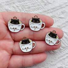10个可爱猫咪珐琅饰品 - 锌合金吊坠，可用于DIY耳环、手链和项链 - 吊墜貓咪 - 查看 7