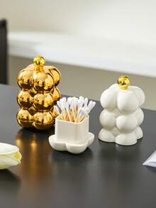 1 pieza Soporte para palillos de dientes/hisopo de limpieza con forma de malvavisco multicolor - tapa de cuentas de oro - Ver 9