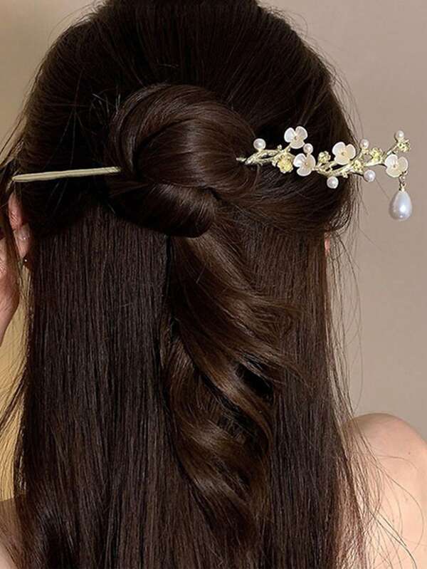 1 pieza Elegante y dulce Clip de pelo con flores de cerezo, Accesorio de pelo minimalista de boutique, Horquilla, Accesorios para el cabello, Pasadores para el cabello, Extensión de moño, Creador de moño, Pasadores para el cabello, Pieza de moño, Pasadores para el peinado