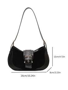 复古甜美酷辣妹机车腋下包小众质感新月包金属空气眼斜挎包手提包四季百搭通勤女包 - 黑色 - 查看 8