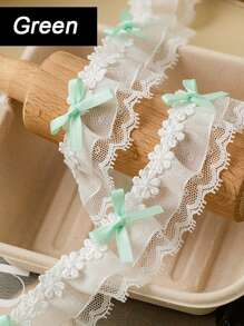 1 pieza 1 Yarda de Cinta Colorida, con Encaje con Lazo, para Manualidades de Ropa, Embalaje de Regalos, Bordado, Tejido, Bordes de Costura, Accesorios de Encaje Decorativos