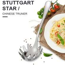 1PC Cuchara Multifuncional Cuchara para Fideos Coladores de Acero Inoxidable Servidor de Espaguetis Colador de Pasta Cucharón Herramienta para Colar Fideos - Plateado - Ver 1