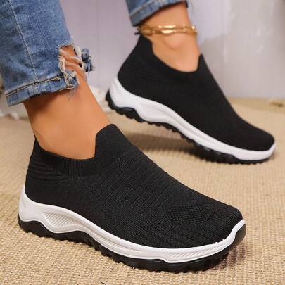 Zapatos deportivos transpirables para mujer, zapatillas de tenis, suela blanda antideslizante, zapatos de ocio de un solo toque, adecuados para todas las estaciones primavera y otoño