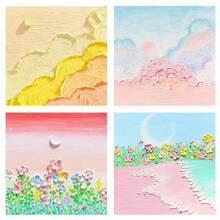 1 Notebook, 80 Sheets Oil Painting Style Sticky Notes, High-Quality Student/Planner Use, Minimalist Ins Style Landscape Memo Pad (Random) - Square - View 8