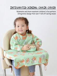 1pc Baby Bib, Feeding Cloths With Long Sleeve, Waterproof And Stain-Resistant, Suitable For Toddler And Infant - Multicolor - View 2