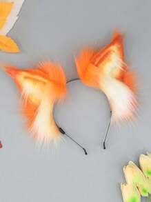Fluffy Plush Faux Animal Ear Headband, Cute Anime Cosplay Wolf, Lynx, Bobcat Ears Hair Accessory