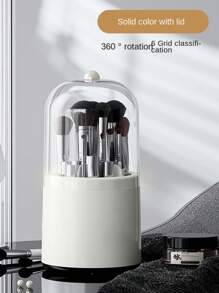 360° drehbare Make-up Organizer Box, leichter Kunststoff Kosmetik Aufbewahrung, drehendes Design - ideal für Pinsel, Lippenstifte, Eyeliner und Lidschatten - Aufsteller für Arbeitsplatte, keine Stromversorgung nötig, Make-up Organizer | Modernes Ästhetik | Kunststoff, Schminktisch Make-up Organizer