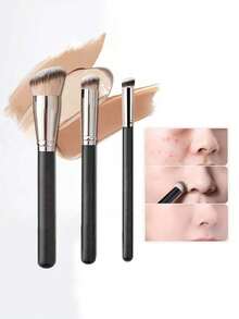 3pcs Professional Foundation Concealer Brush Set For Smooth And Even Application Of Liquid And Cream Makeup - Multicolor - View 1