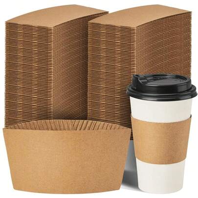 25/50 件牛皮纸一次性咖啡杯套、隔热杯架、防滑套、饮料保护套，适用于咖啡馆、家庭、餐饮服务、冷热饮品、咖啡、茶、奶茶、派对用品