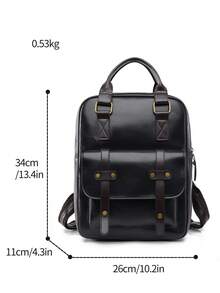 LECEY 棕色复古街头学院风休闲通勤大容量多功能女士背包 - 黑色 - 查看 6