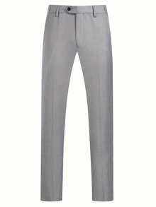 2 Pieces Formal Men Suit, Solid-Color Office/Party/Business Blazer Jacket & Pants Set - Grey - View 3