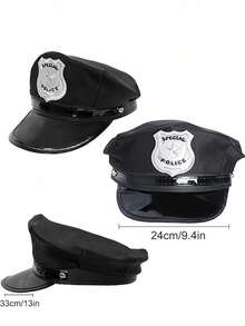 Set de 2 piezas de sombrero y gafas para niños, accesorios de disfraz de tapa plana para niños - Negro - Ver 2