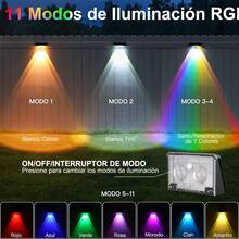 Quntis Luces Solares Exterior 4Pcs, 11 Modos de Color (Blanco Cálido/Frío/RGB) Lámpara Pared, Lámpara Solares LED Exterior Jardin, Encendido/Apagado Automático Luz Solares para Patio Pasillo Cochera - Blanco Cálid - Ver 3