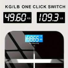 1入數位玻璃面體重秤，黑色體重秤，精準家用稱重工具