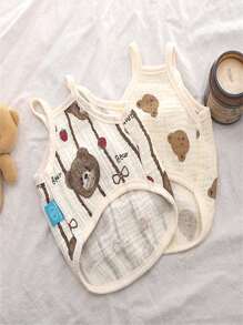 1pc Summer Lightweight Bear Pattern Pet Vest, Polyester Fabric (Non-Stretchy), Soft & Breathable Dog/Cat Sleeveless Shirt, Suitable For Small/Medium Pets