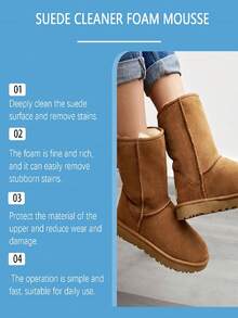 jakehoe 1pc Suede Cleaner - Suede, Nubuck, Leather Cleaning & Care Liquid, Includes Brush & Cloth (100ML) - Deep Cleans Dirt, Stains & Water Marks On Velvet, Leather, Fabric & Canvas Shoes - Multicolor - View 3