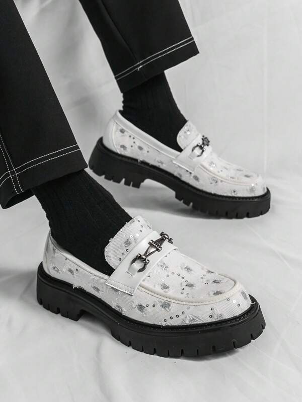 Sapatos Derby Masculinos de Alta Qualidade, Sapatos Sociais Brancos Versáteis e Modernos, Sapatos Casuais de Sola Grossa para Negócios e Casamentos Formais