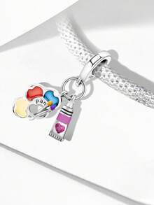 1 Stück 925 Sterling Silber rund um die Welt Reisender Flugzeug Charm Perle geeignet für Frauen Armbänder Armreifen DIY Schmuckherstellung und passende Schmuckdekoration für Mädchen im Alltag - Silber - Übersicht 3