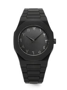 1 件高品质阿拉伯数字表盘石英防水腕表 - 黑色 - 查看 4