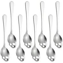 Juego creativo de 8 cucharitas de acero inoxidable con diseño de calavera para café, cucharitas doradas pequeñas ranuradas ideales para Halloween, lindas cucharitas pequeñas de 5.8 pulgadas para revolver
