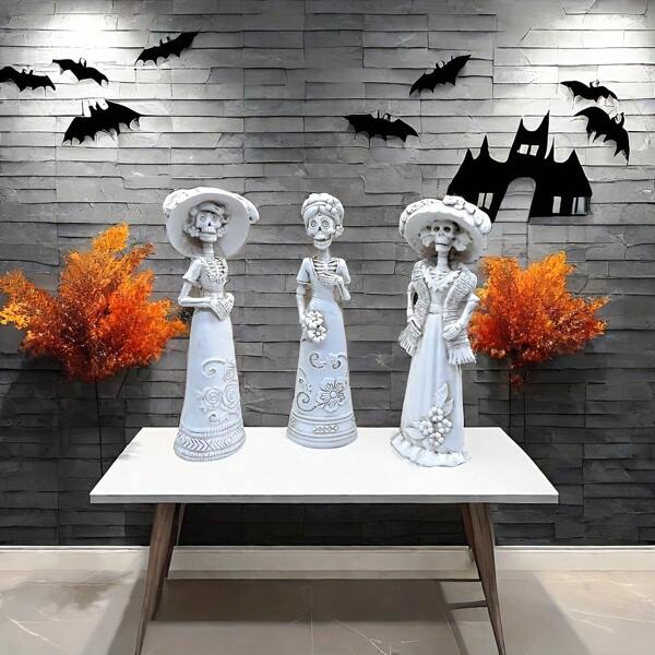 1pc Halloween Skeleton Goddess Statue Resin Craft Figurine, Creative Decor & Gift Home Decor Halloween Decor Fall Decor Room Decor