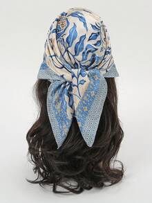 1pc Fresh Geometric Pattern Print Sweet Sunscreen Square Scarf Headscarf - Multicolor - View 17