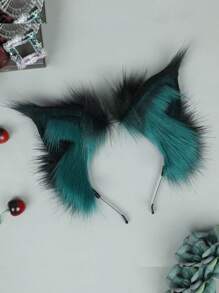 Fluffy Plush Faux Animal Ear Headband, Cute Anime Cosplay Wolf, Lynx, Bobcat Ears Hair Accessory
