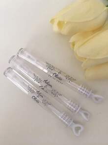 45件客製化婚禮泡泡管貼紙，個性化姓名設計，透明金箔泡泡標籤，完美搭配您的婚禮主題 - 彩色 - 查看 9