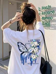 200g Pure Cotton T-Shirt 2025 Summer Ladies New Short Sleeve Pure Cotton Holiday Pattern Short Sleeve Round Neck Couple Wear Small Shirt Tops - 白色 - 查看 1