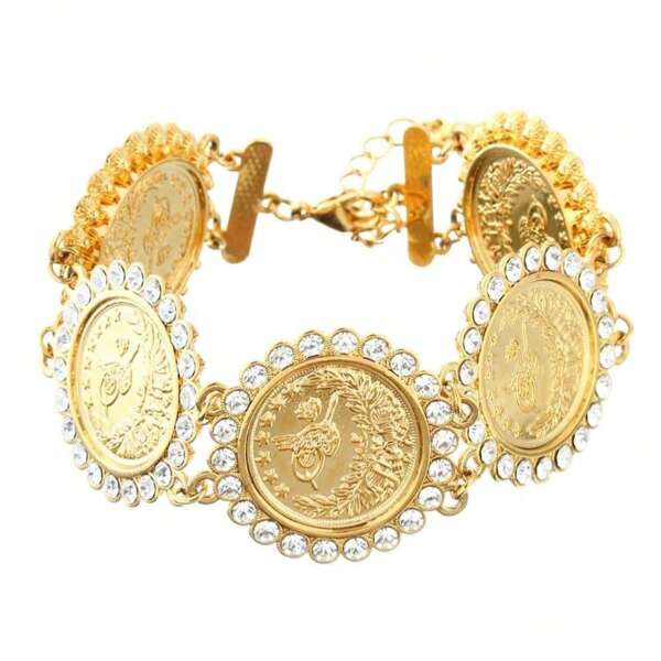 Pulsera, brazalete y collar de mujer turca con retrato de cristal redondo, un encanto musulmán de Medio Oriente, regalo de bodas ideal al por mayor