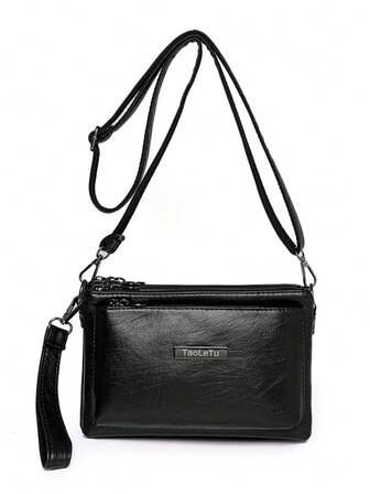 Multifunktionell enfärgad axelväska för kvinnor, vattentät axelväska för affärsmässig avslappnad förvaringsväska, skolpendlingsväska, svart portfölj för dagligt bruk, reseväskor med flera fack, semesterpresent