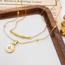 Elegante collar colgante de acero inoxidable chapado en oro de 18 quilates con perla de nácar en forma de octágono y nudos de bambú, de uso diario de alta gama para mujer