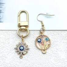 Misture 5/6 peças de acessórios de pingente de liga da série Devil's Eye, adequados para colar, brinco, chaveiro, fabricação de joias e acessórios de moda.