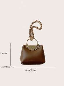 新款女士 PU 皮革铂金迷你吊坠包时尚百搭钥匙扣迷你小包迷你包吊坠链迷你手提包钥匙链吊坠收纳 - 咖啡棕 - 查看 7