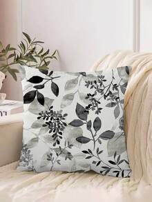 2 Stücke Boho Blatt Muster Kissenbezüge, 45cm x 45cm, super weicher Plüschpolyester Stoff, maschinenwaschbar mit Reißverschluss, geeignet für Sofa, Wohnzimmer, Schlafzimmer Dekoration, ohne Kissenfüllung, Boho Stil Kissenbezüge, dekorative Kissenbezüge (Kissenfüllungen nicht enthalten) - Schwarz - Übersicht 3