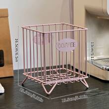 1pc Coffee Capsule Storage Box - Metal Material, New Square Design High Capacity Organizer, Home, Snack And Candy Storage Basket, Ideal For Kitchen, Bar Or Coffee Shop Counter Display, Colorful Coffee Bar Decor