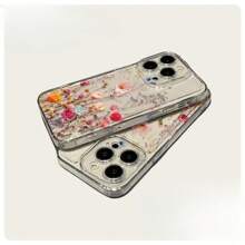 Transparente Blumenprint Floral Handyhülle kompatibel mit iPhone 16 15 14 13 11 Pro Max 14 Plus 12 Mini, klare Rückseite, weich