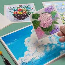 30pcs/50pcs Thickened Oil Pastel Paper, Square Blank Graffiti Paper For Watercolor Painting, Artist Craft Supplies, Professional Drawing Paper For Artists And Students,Back To School - Beige - View 10