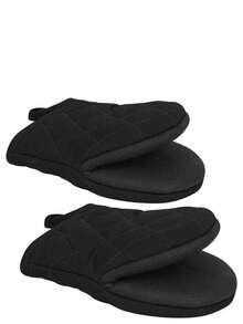 1/2 件耐高温 500°F 烤箱手套，迷你烤箱垫，带防滑手柄和挂环，适用于烘焙、烧烤、烹饪和烧烤（黑色） - 黑色 - 查看 12