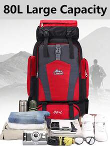 80L 多功能登山背包，大容量旅行袋，輕量透氣行李袋，鞋倉露營包，多口袋滑雪包，適用於旅行、度假、登山、滑雪、防震、徒步、露營、戶外運動，節日禮物、生日禮物 - 藏蓝色 - 查看 6
