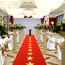 Timgle Disposable Red Plastic Carpet Runner For Party Movie Night Red Carpet With Golden Star Runner Rug For Floor Stage Stairs Birthday Wedding Theme Decoration Prom Decor(Star,3.28 X 16.4 Ft) - 3.28 X 16.4 Ft - View 2