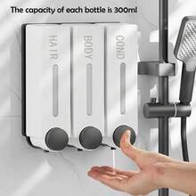 1PC 300ml Hotel Soap Dispenser | Single/Double/Triple Head Wall-Mounted Hand Sanitizer Bottle Back To School - White - View 10