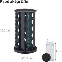 Plateau tournant à épices, carrousel à pots à épices, plateau tournant à épices, conteneurs de stockage d'épices, rond, noir, acier inoxydable (16/20 pots) Support à épices rotatif à 360 °, organisateur avec 16 pièces et 20 pots, autoportant, rangement en acier inoxydable pour cuisine, noir.