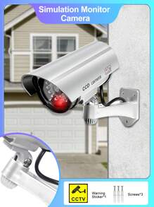 1pc Solar Powered Realistic Fake Security Camera, Home/Yard/Garage Anti-Theft Dummy Surveillance Camera With Red Flashing Light, Lightly Water-Resistant, Battery Powered & Solar Powered Models Available