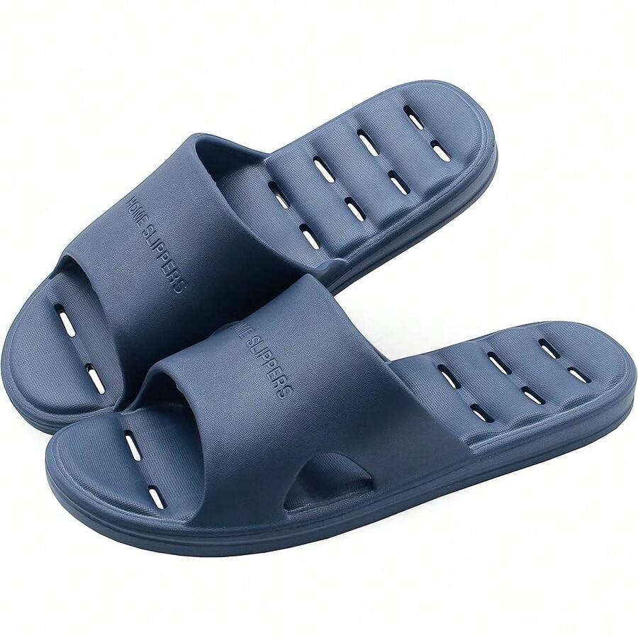 New-  Women's Shower Slipper, Quick Rying Non-Slip Slippers, Bathroom Hou & Pool San, In-Oor Slipper For Gym, Soft Sole, Beige, Size S, M, L, XL - 藏蓝色 - 查看 1