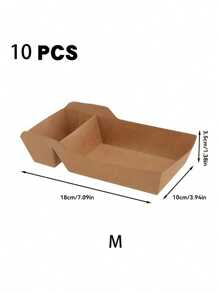 10/20pcs Disposable Kraft Paper Food Tray Boats With Dip Pocket, Rustic French Fries Box With Compartment Holder For Ketchup, Sauce, Perfect For Birthday Parties, Gatherings, Food Trucks, And Restaurants, Trays For Serving Food