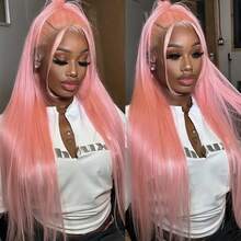 13X6 Free Part Platinum Blonde Lace Front Wigs 28 Inch Pre Plucked Long Straight Hair Wigs Glueless Soft Ash Blonde Colored Wigs Heat Resistant Fiber Hair Synthetic Lace Front Wigs For Women For Daily Christmas Party Cosplay Use - Màu Hồng baby - Xem 10