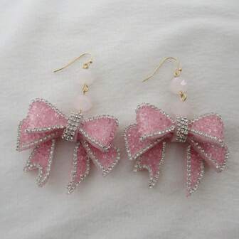 1 Pair Elegant Bowknot Pendant Earrings, Suitable For Daily Wear