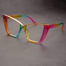 1pc Personalized Metal Frame Fashion Elegant Large Frame Casual Non-Prescription Glasses - Clear - View 3